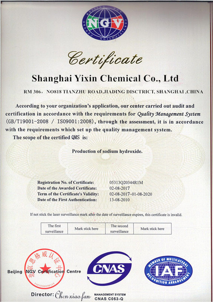 중국 Shanghai Yixin Chemical Co., Ltd. 인증